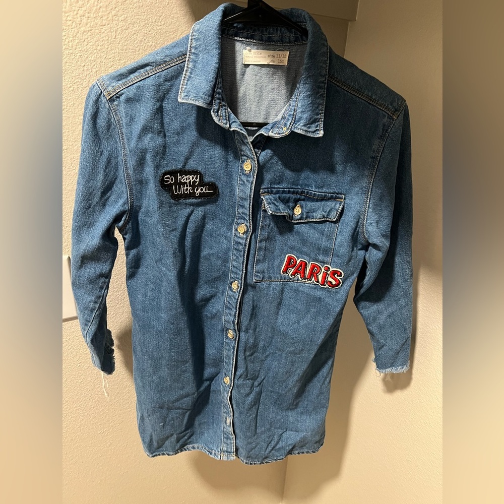 Zara Girls 11/12 Casual Collection 152 Cm Denim Mini Dress Button Front